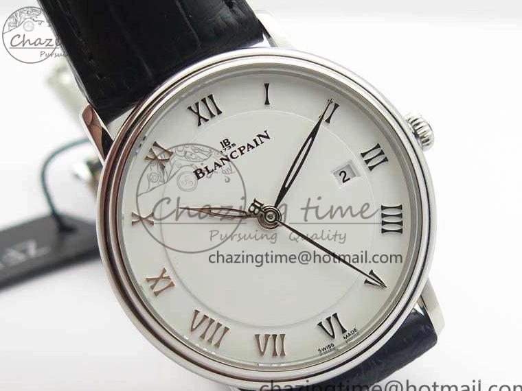 0326 Villeret 6651 SS ZF 1:1 Best Edition White Dial On Black Leather Strap A Practical 8098